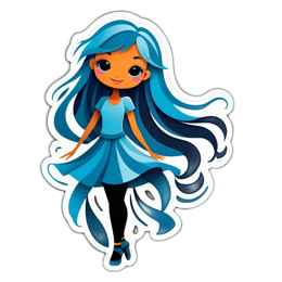 sticker girl blue SVG PNG design