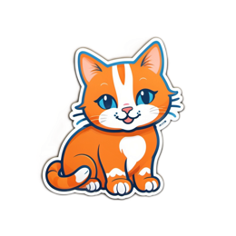 sticker cartooncat SVG PNG design with clean design elements