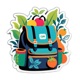 backpack fruits SVG PNG design with orange and green floral elements