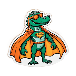 sticker superhero alligator SVG PNG design with clean design elements