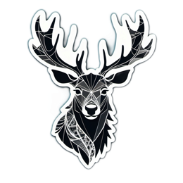 artistic deerhead SVG PNG design with clean design elements