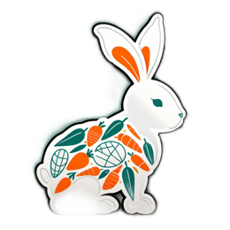farm rabbit carrots SVG PNG design with clean design elements, white and orange floral elements