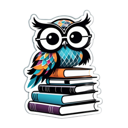owl books stickers SVG PNG design with clean design elements