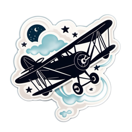 airplane clouds stars SVG PNG design with clean design elements