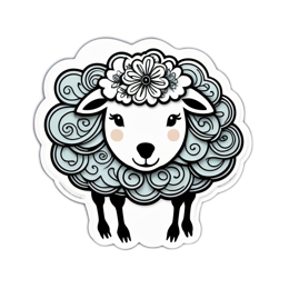 sticker fluffy sheep SVG PNG design with clean design elements