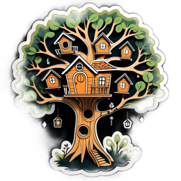 treehouse tree SVG PNG design with clean design elements