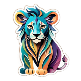 sticker artistic lion SVG PNG design with clean design elements