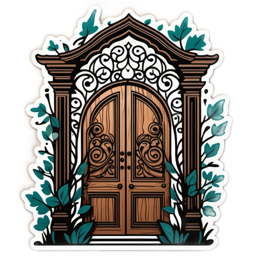 door floral SVG PNG design with green floral elements