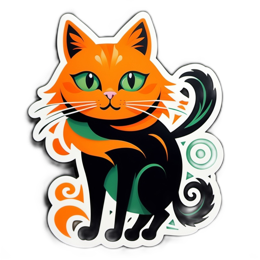 sticker cat vibrant SVG PNG design with clean design elements