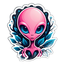 alien character leaves SVG PNG design with clean design elements