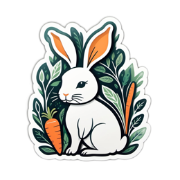 rabbit carrot SVG PNG design with clean design elements, white and orange floral elements