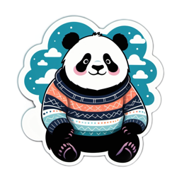 panda sweater sticker SVG PNG design with clean design elements