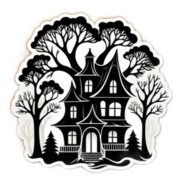 fantasy house trees SVG PNG design with clean design elements
