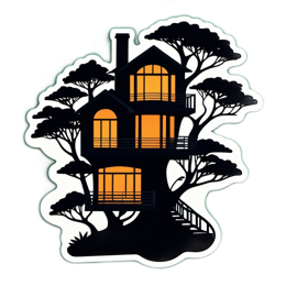 treehouse silhouette SVG PNG design with clean design elements