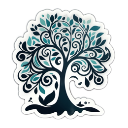 nature tree SVG PNG design with green floral elements