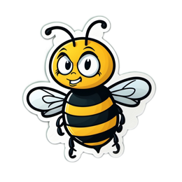 cartoon bee sticker SVG PNG design with clean design elements