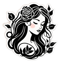 floral SVG PNG design with clean design elements, black and white floral elements