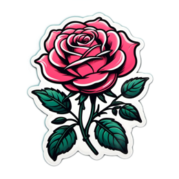 rose vibrant floral SVG PNG design with clean design elements, pink and green floral elements