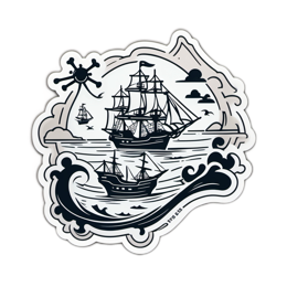 pirate ship wave SVG PNG design with clean design elements