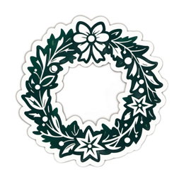 christmas wreath floral SVG PNG design with clean design elements, white and green floral elements