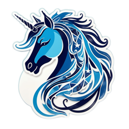 unicorn blue SVG PNG design with clean design elements