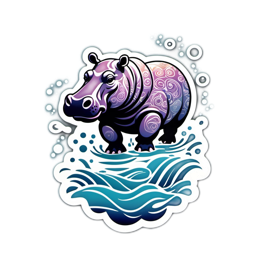artistic hippo waves SVG PNG design
