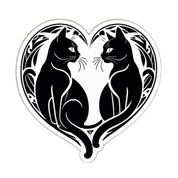 black cats heart SVG PNG design with clean design elements