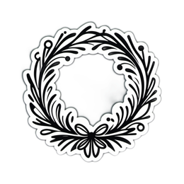 wreath black white SVG PNG design with clean design elements, black and white floral elements
