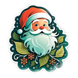 sticker santa SVG PNG design with red and green floral elements