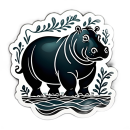 hippo sticker SVG PNG design with clean design elements