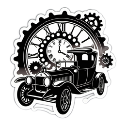 vintage car time gears SVG PNG design with clean design elements