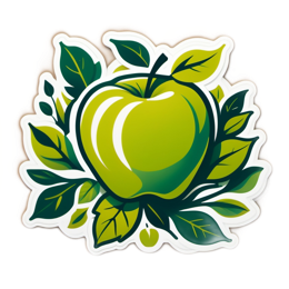 stickers apple leaves SVG PNG design with clean design elements, green floral elements