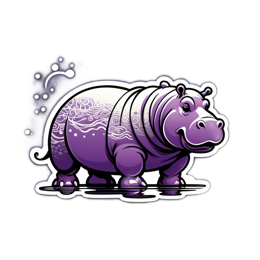 sticker cartoon hyppo SVG PNG design with clean design elements