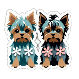 sticker dogs SVG PNG design with pink and blue floral elements