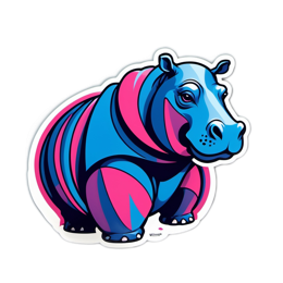 artistic colorful hippo SVG PNG design with clean design elements