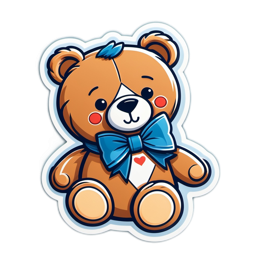 teddy bear sticker SVG PNG design with clean design elements