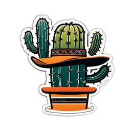cactus hat sticker SVG PNG design with clean design elements