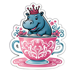 animals princess floral SVG PNG design with pink and blue floral elements