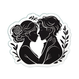 love silhouette floral SVG PNG design with black and white floral elements