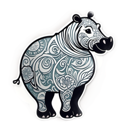 artistic hippopotamus floral SVG PNG design with white and green floral elements