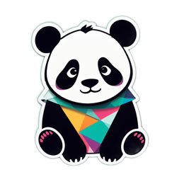 panda colorful sticker SVG PNG design with clean design elements