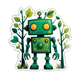 robot greenery SVG PNG design with clean design elements