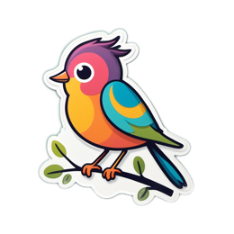 artsy bird sticker SVG PNG design with clean design elements