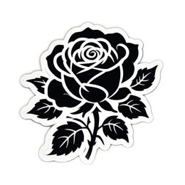 rose black illustration floral SVG PNG design with clean design elements, black and white floral elements
