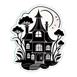 halloween house moon SVG PNG design with clean design elements