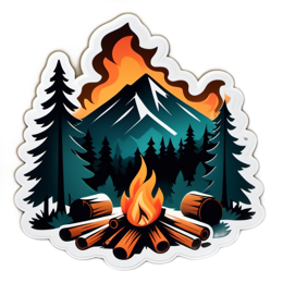 campfire mountains SVG PNG design with clean design elements