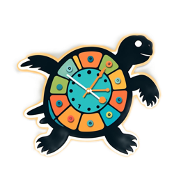 time turtle clock SVG PNG design with clean design elements