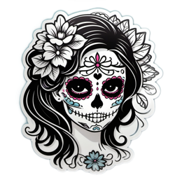 sugar skull flower SVG PNG design with clean design elements, black and pink floral elements