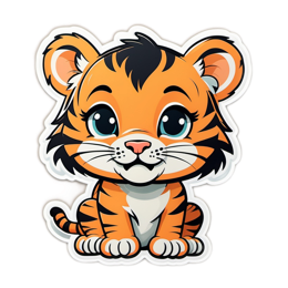 tiger cute sticker SVG PNG design with clean design elements