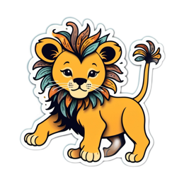 cute lion sticker SVG PNG design with clean design elements